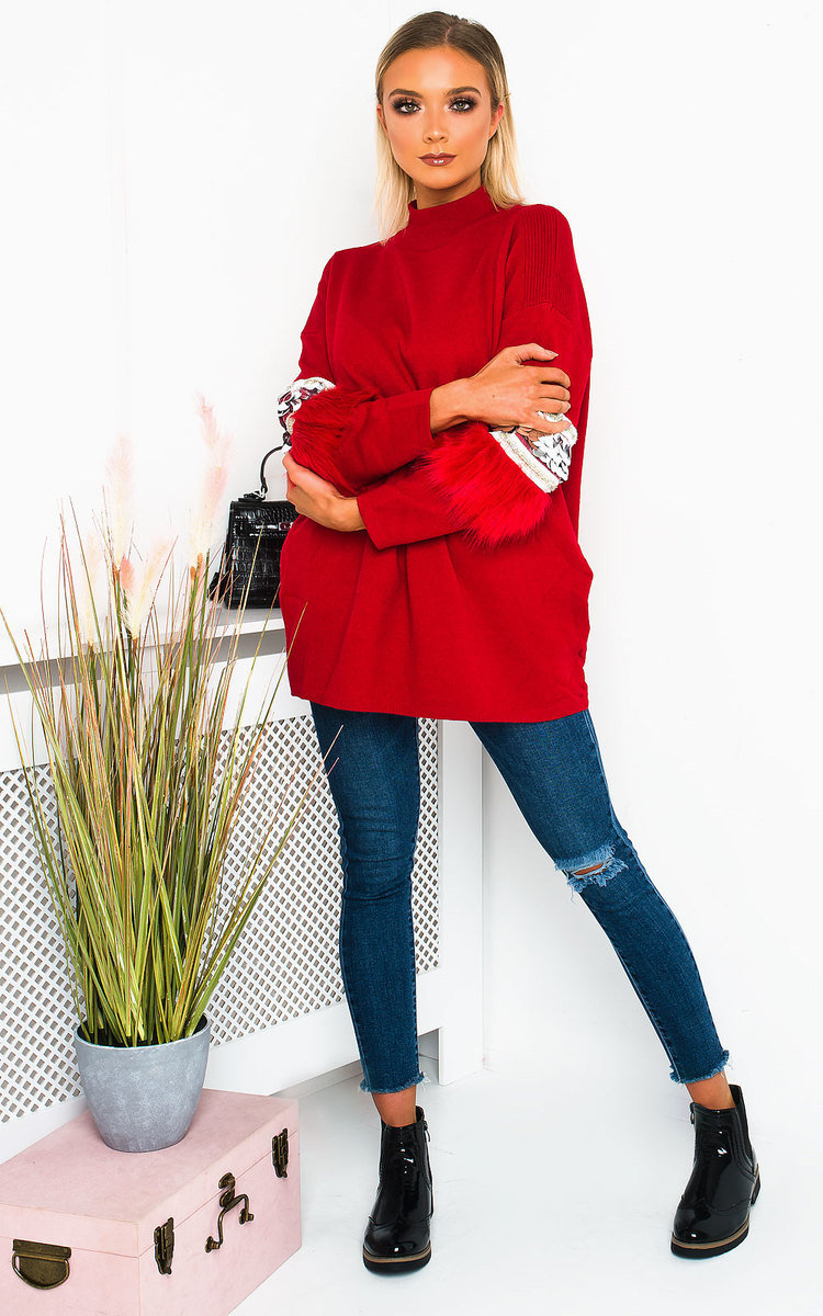 Tina Faux Fur Sequin Emebllished Jumper Tina Faux Fur Sequin Emebllished Jumper