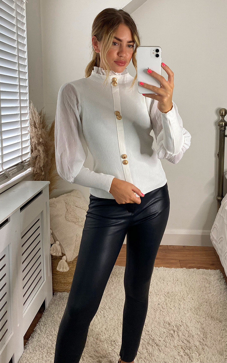 Tina High Neck Double Button Down Jumper Tina High Neck Double Button Down Jumper