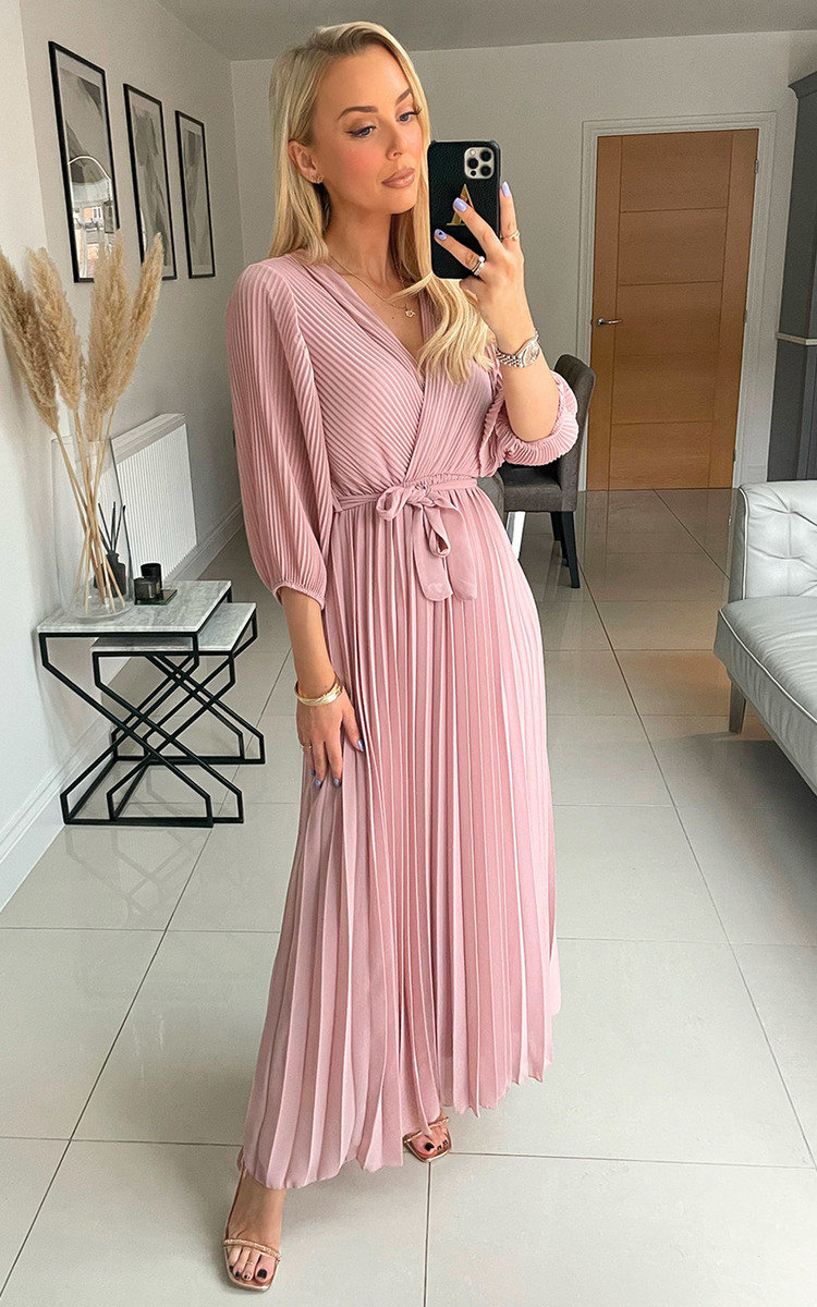 Tina Pleated Wrap Front Maxi Dress Thumbnail