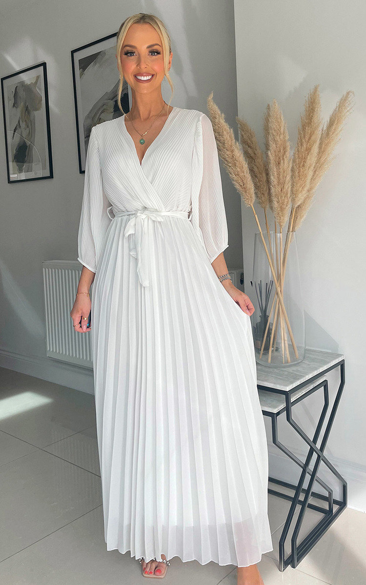 Tina Pleated Wrap Front Maxi Dress