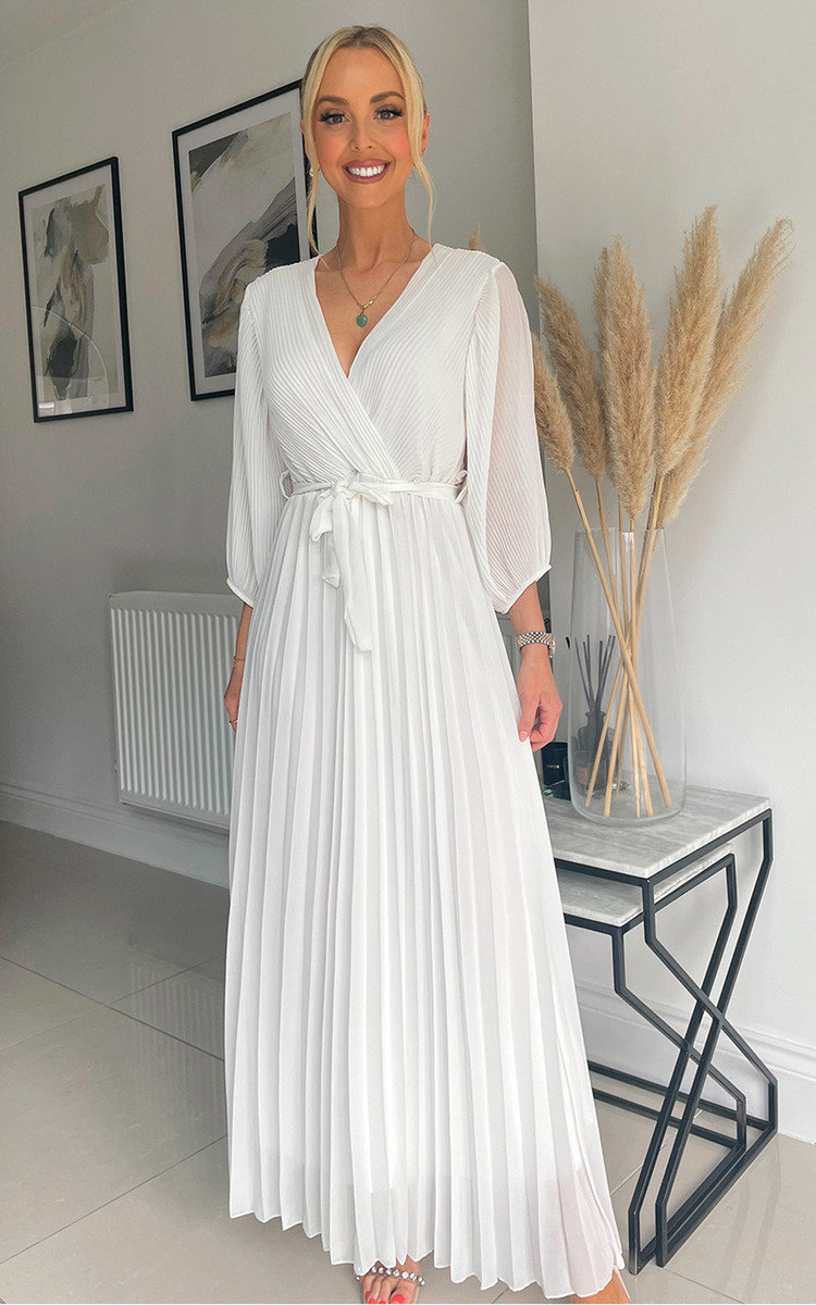 Tina Pleated Wrap Front Maxi Dress Thumbnail Tina Pleated Wrap Front Maxi Dress Thumbnail