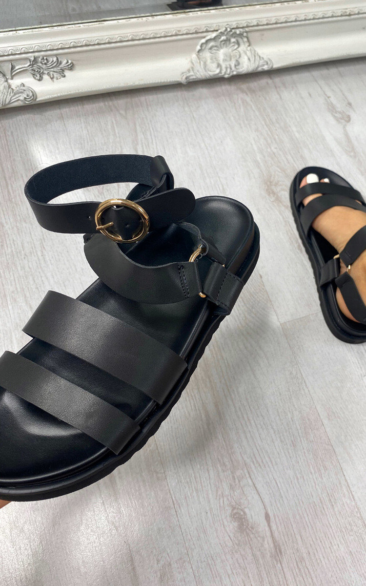 Tori Strappy Sandals in Black | ikrush