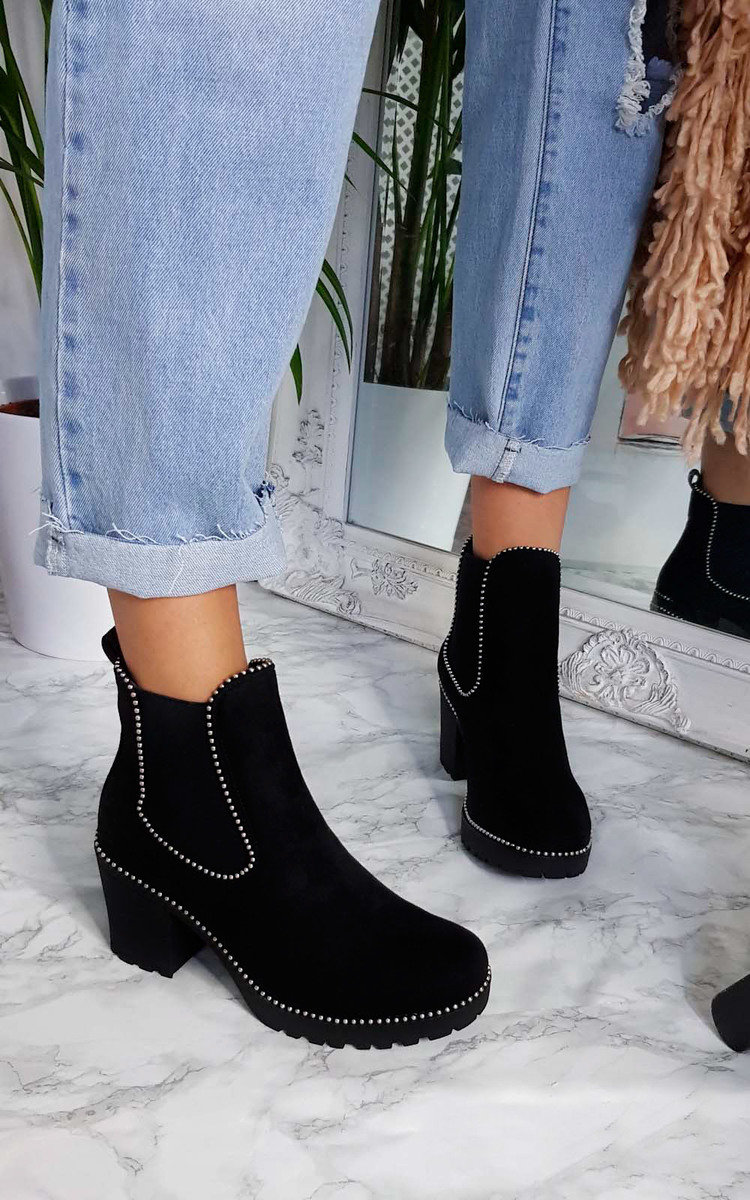 Trish Faux Suede Chunky Heel Boots Thumbnail