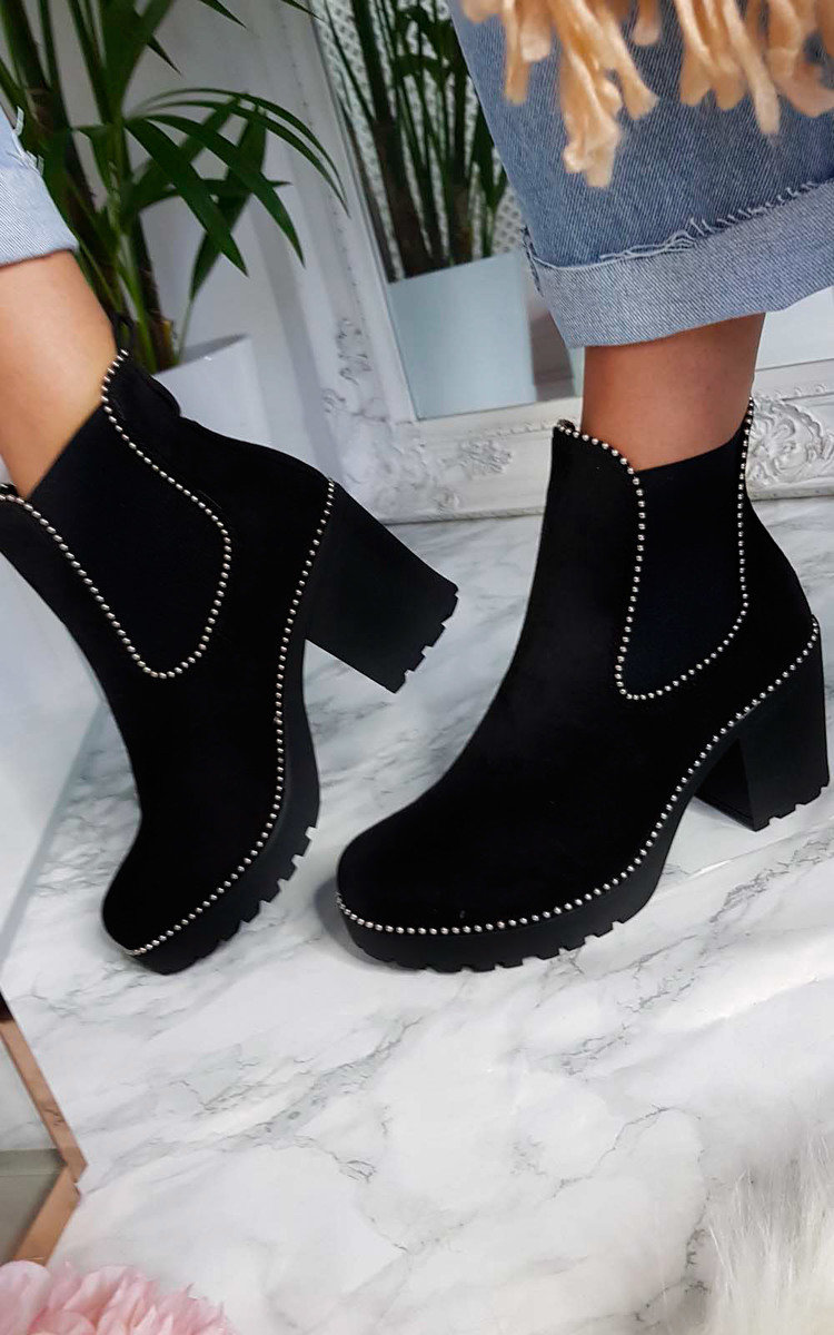 Trish Faux Suede Chunky Heel Boots