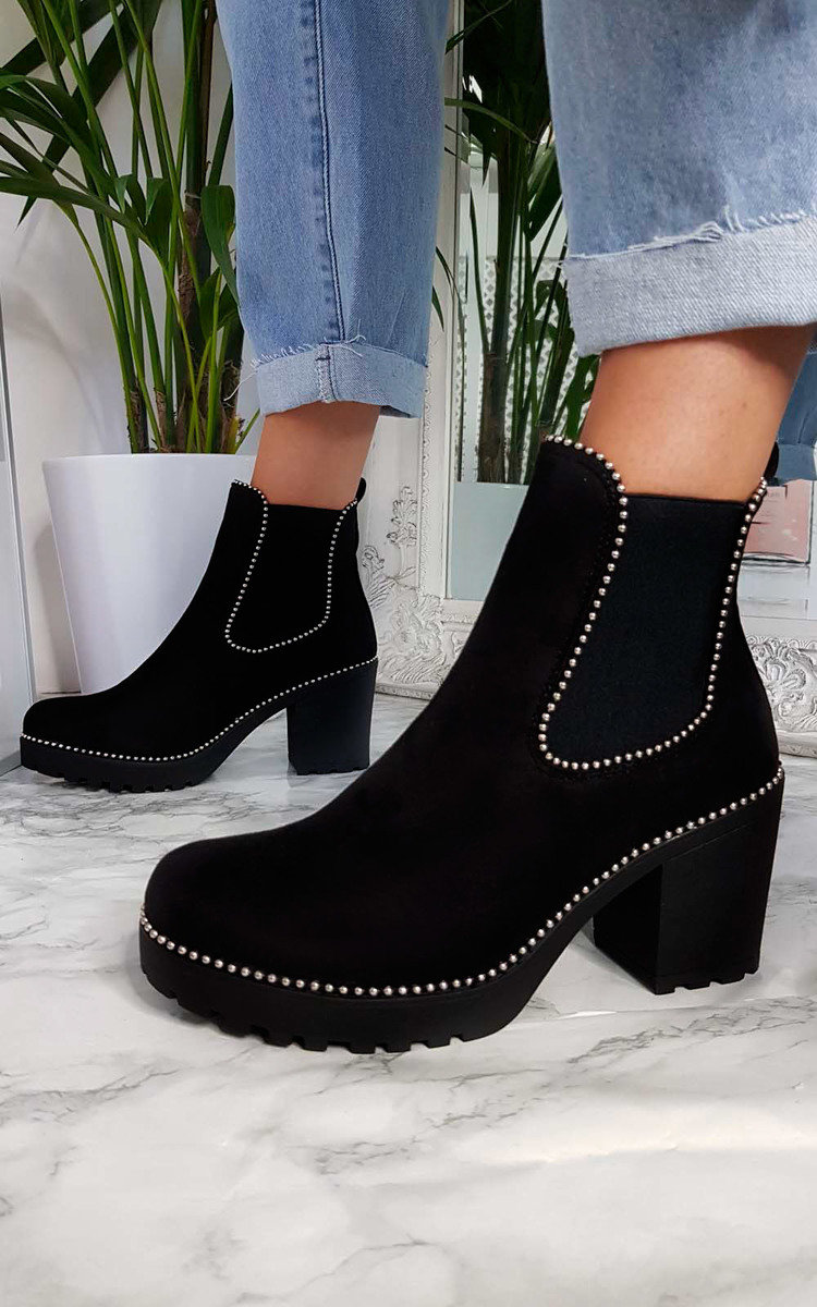 Trish Faux Suede Chunky Heel Boots Thumbnail