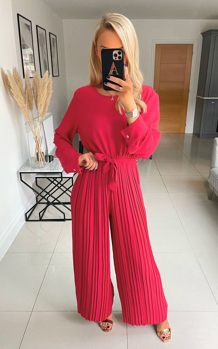 Twiggy Wide Leg Pleated Jumpsuit Thumbnail Twiggy Wide Leg Pleated Jumpsuit Thumbnail