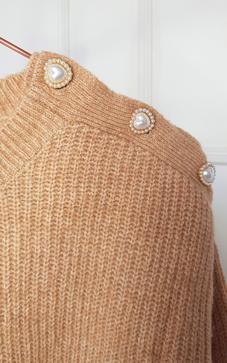 Uma Knitted Jumper with Pearl Detail Thumbnail