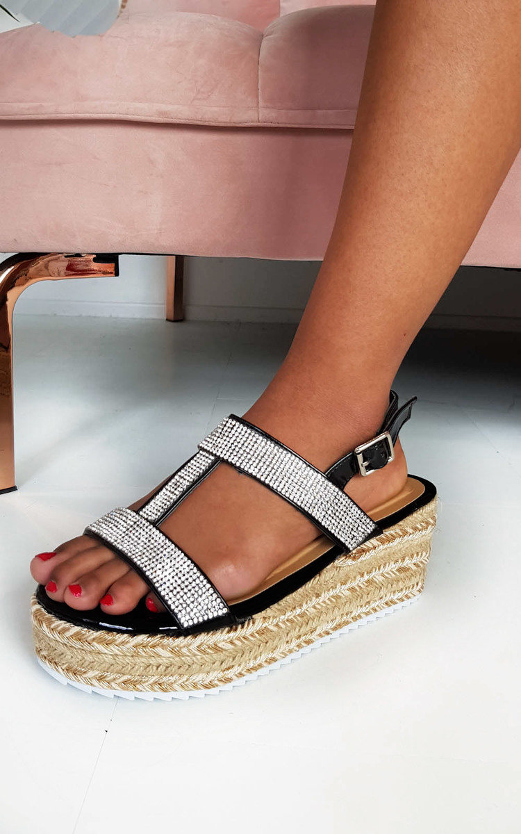 Una Diamante Embellished Wedged Sandals Una Diamante Embellished Wedged Sandals