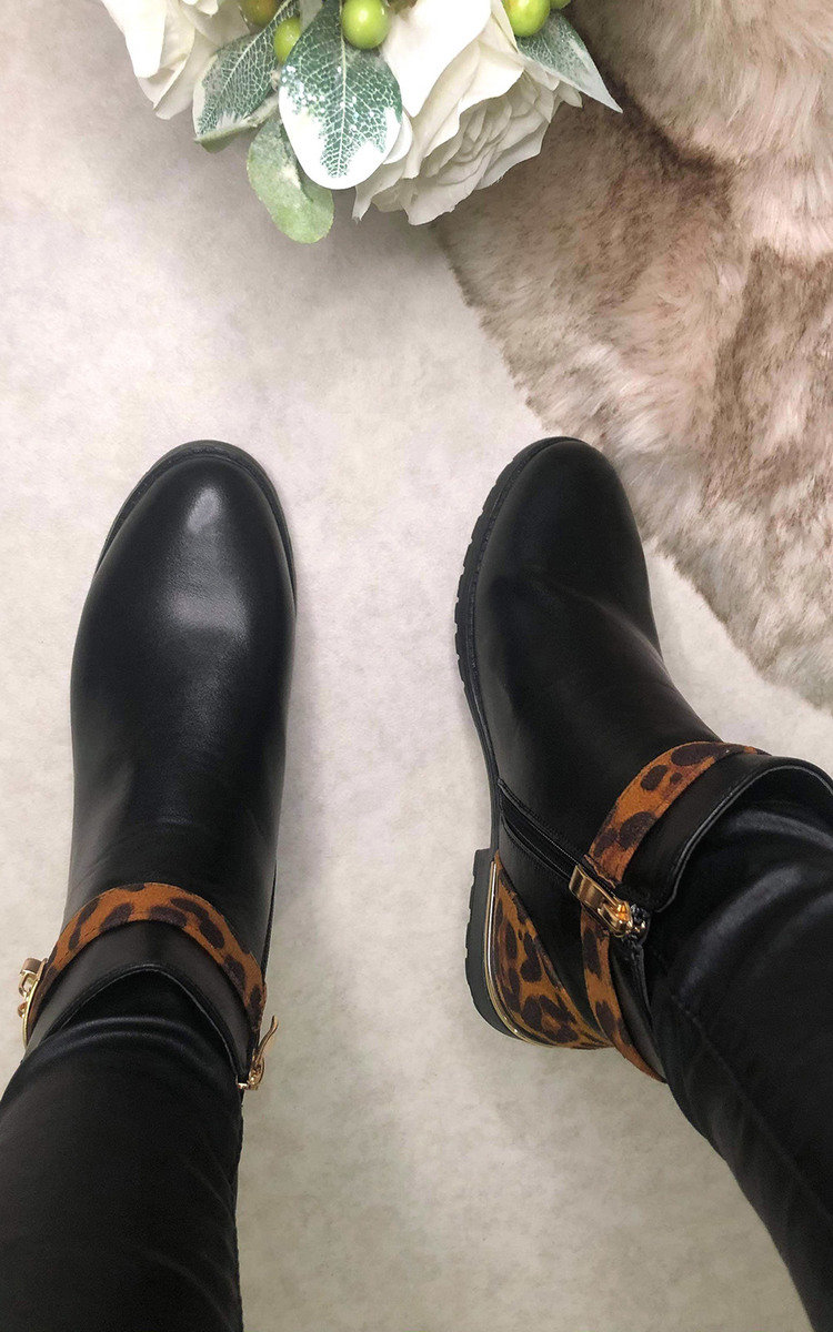 leather leopard boots