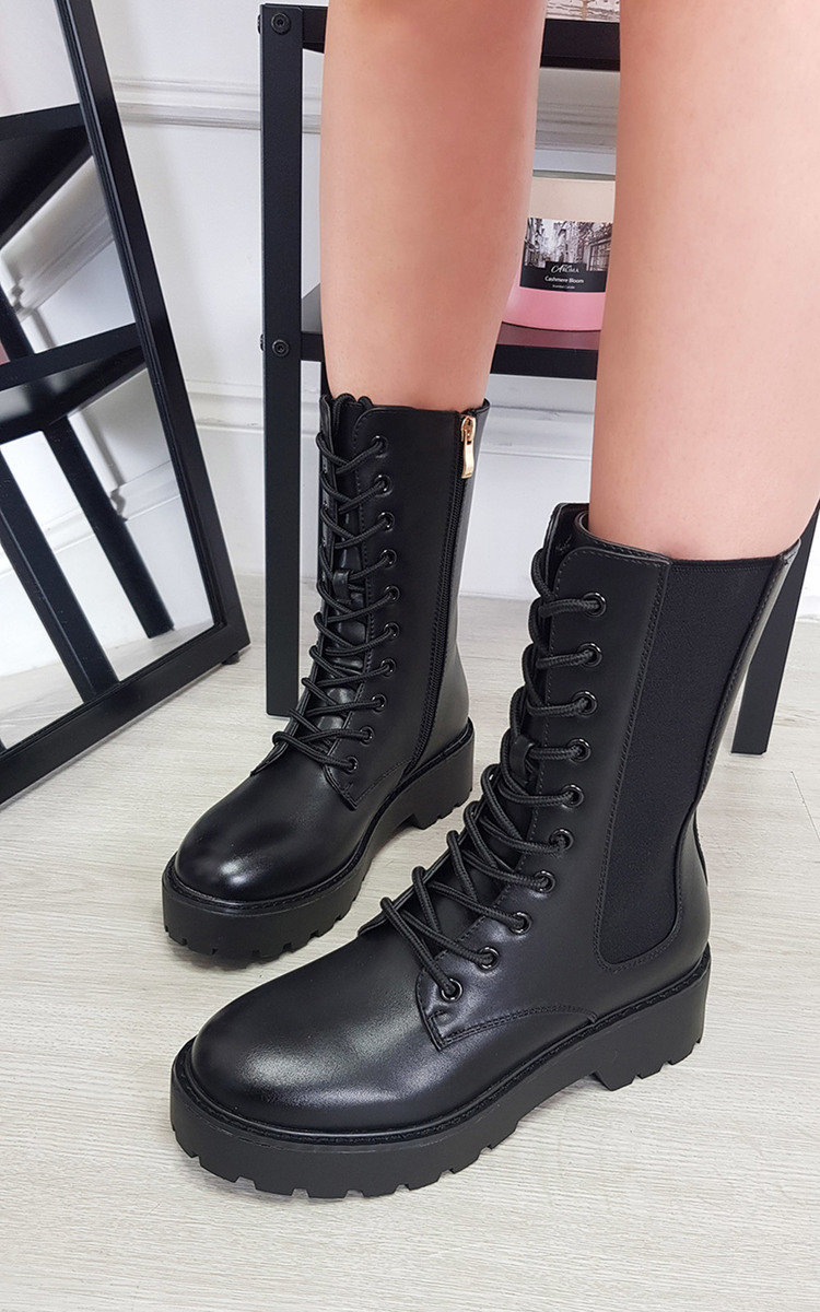 Vanessa Lace Up Chunky Boots Thumbnail