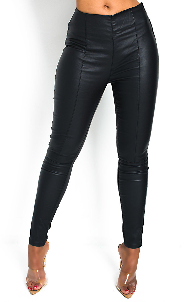 Verity Wet Look High Waist Trousers Thumbnail Verity Wet Look High Waist Trousers Thumbnail