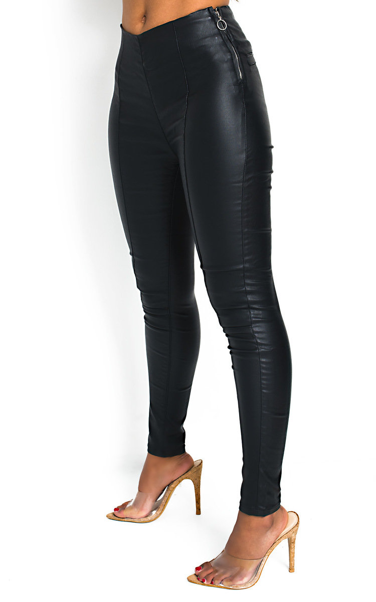 Verity Wet Look High Waist Trousers