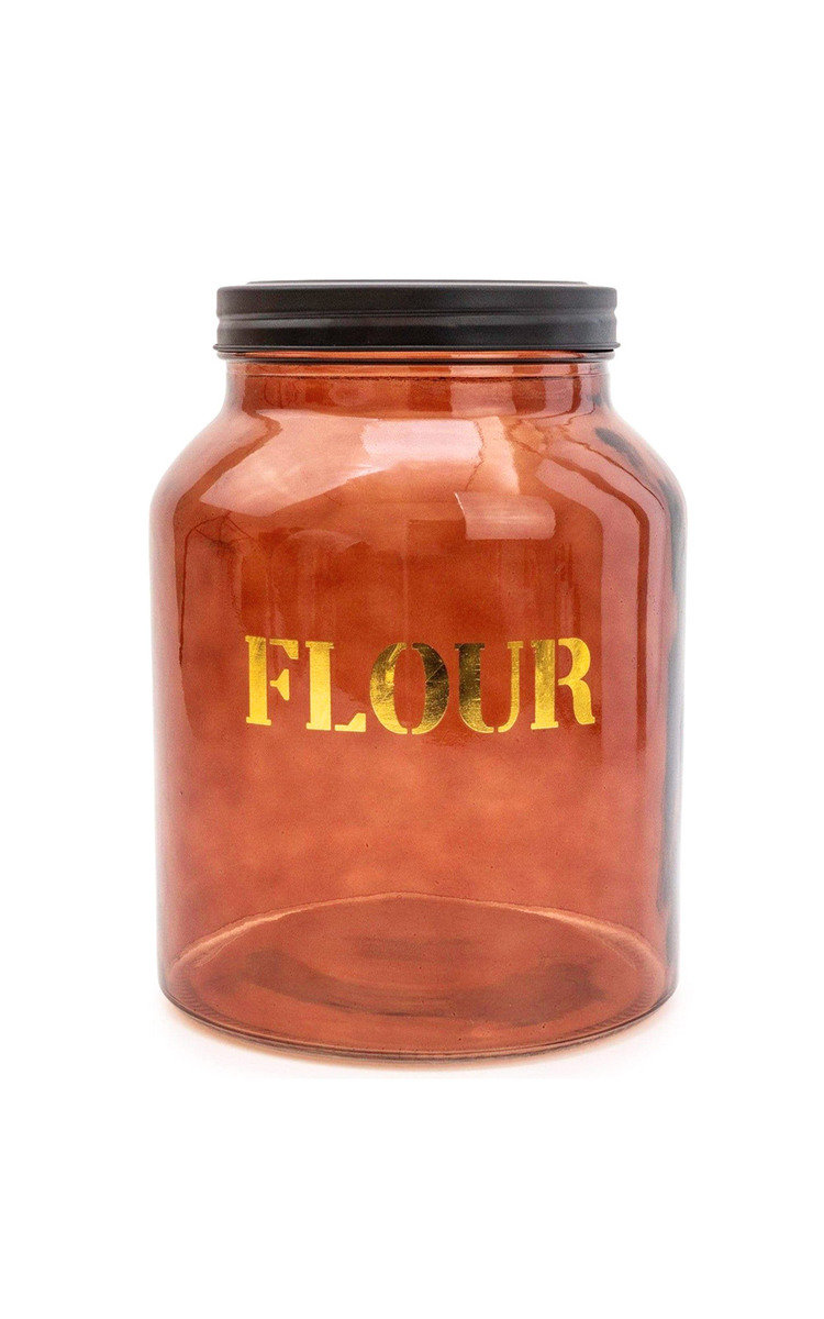 Vintage Amber Gold Glass Flour Storage Jar