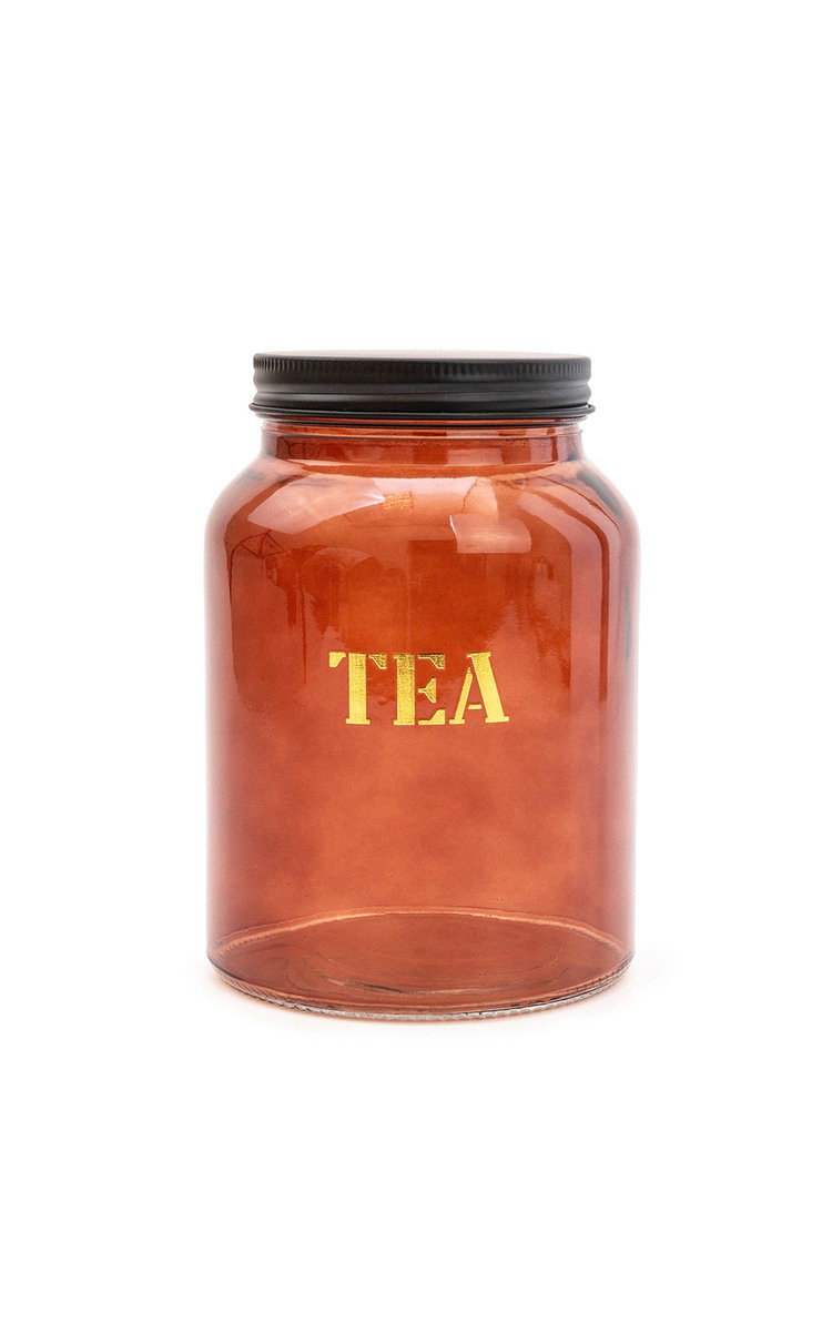 Vintage Amber Gold Glass Tea Storage Jar