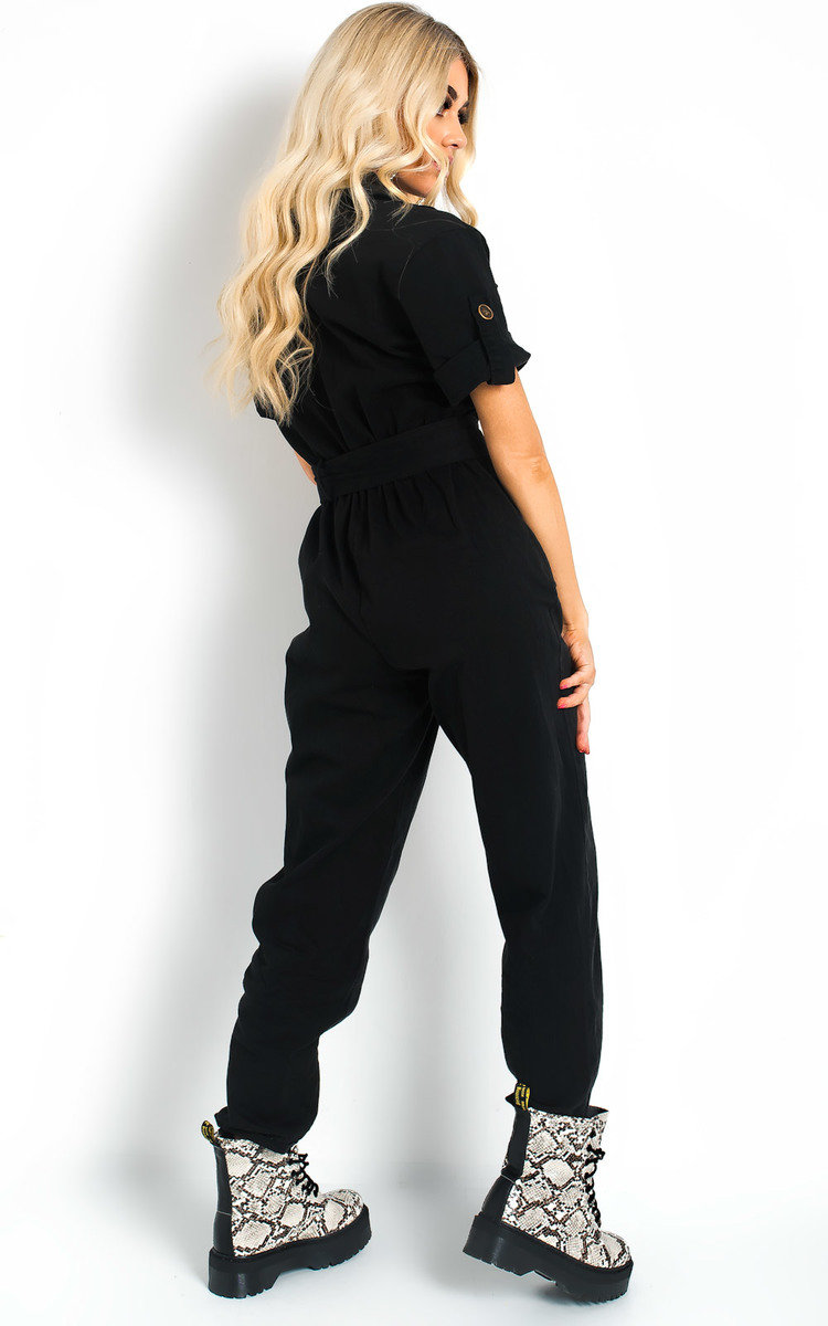 Virgo Tie Waist Button Up Utility Jumpsuit Thumbnail Virgo Tie Waist Button Up Utility Jumpsuit Thumbnail