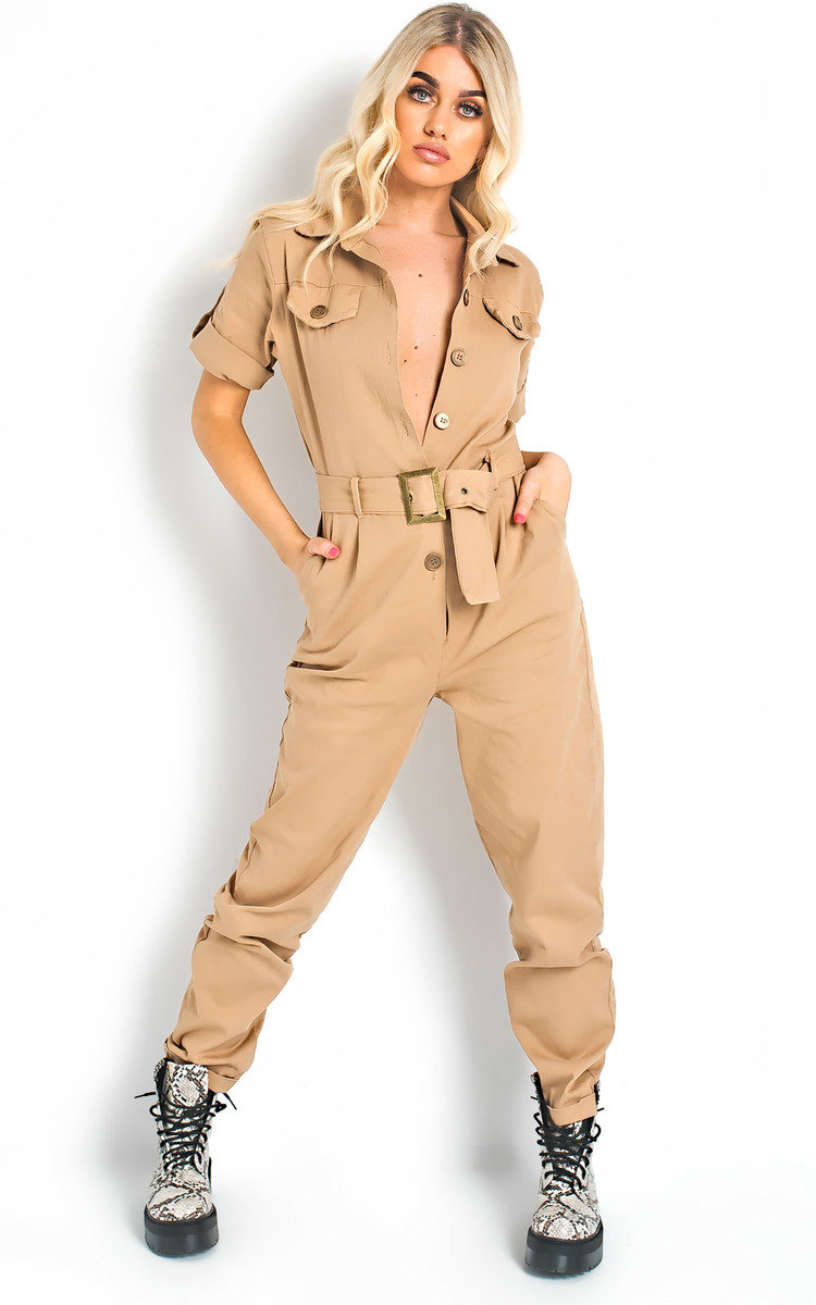 Virgo Tie Waist Button Up Utility Jumpsuit Thumbnail Virgo Tie Waist Button Up Utility Jumpsuit Thumbnail