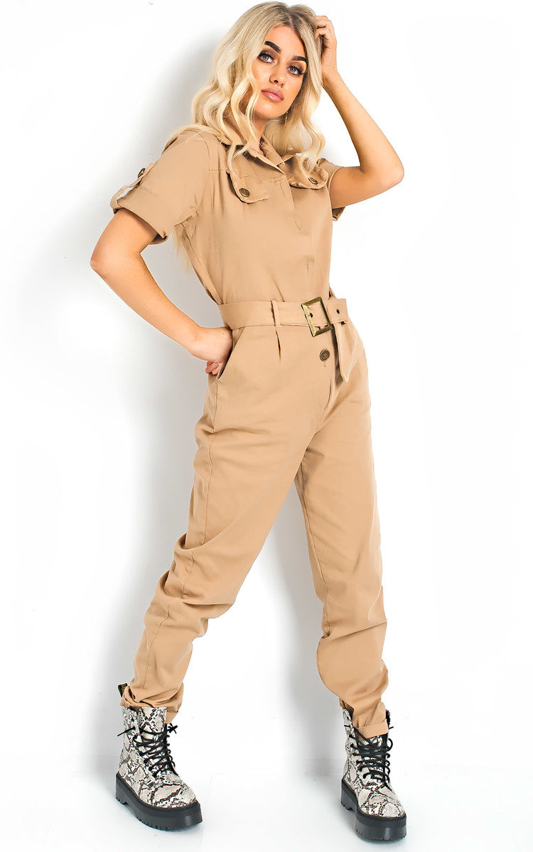 Virgo Tie Waist Button Up Utility Jumpsuit Thumbnail Virgo Tie Waist Button Up Utility Jumpsuit Thumbnail
