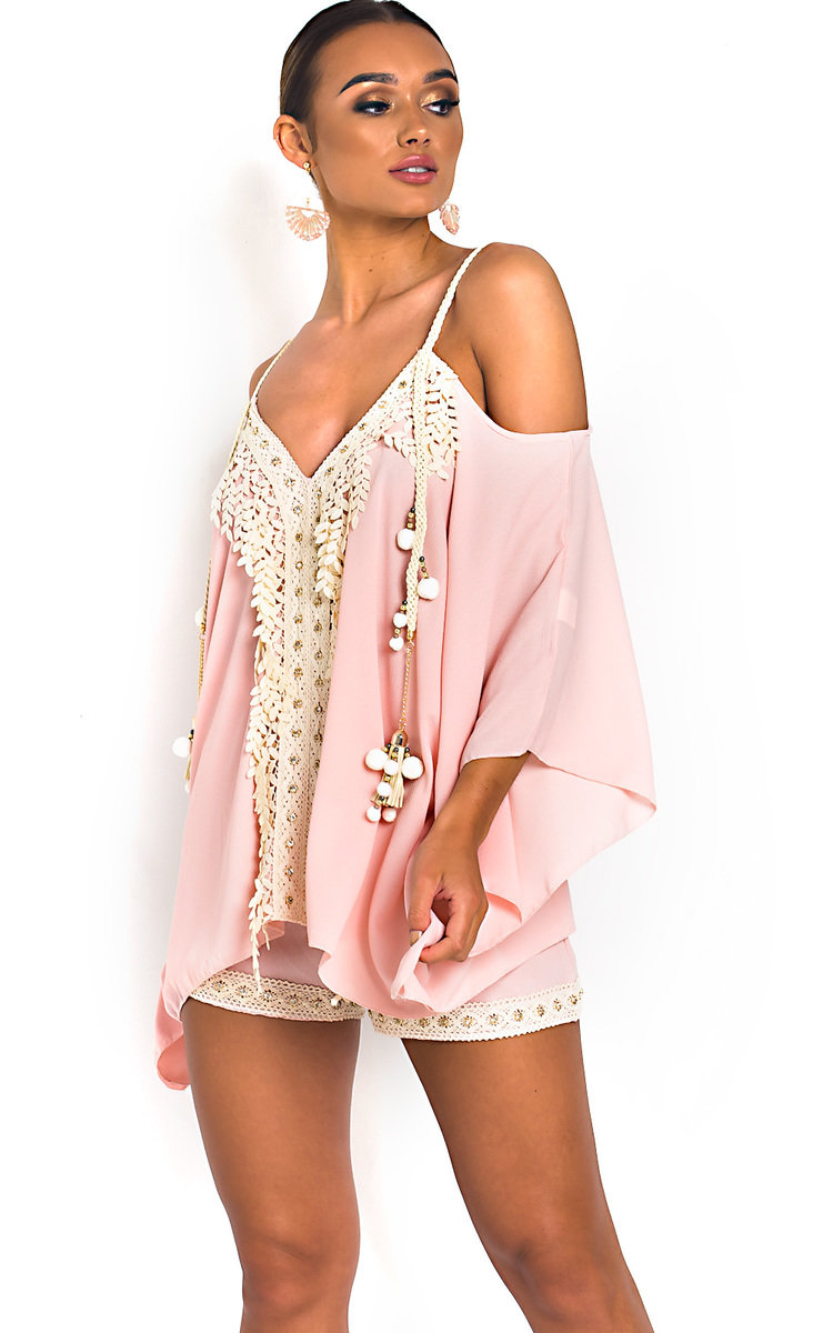 Vivi Crochet Embellished Top & Shorts Co-Ord 