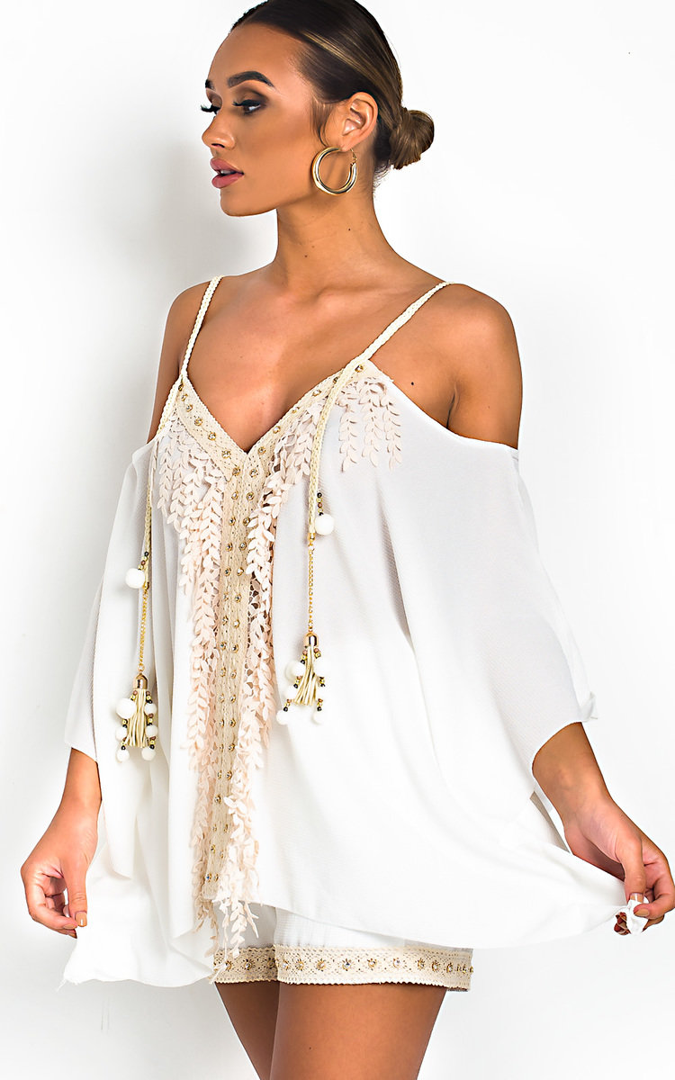 Vivi Crochet Embellished Top & Shorts Co-Ord Vivi Crochet Embellished Top & Shorts Co-Ord