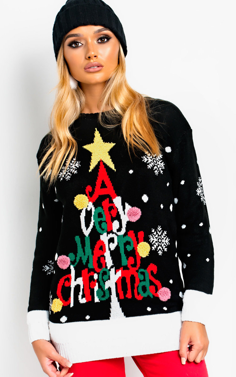 Vixen Oversized Slogan Christmas Jumper  Thumbnail