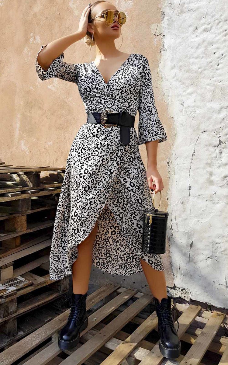 Willow Animal Print Maxi Wrap Dress Thumbnail