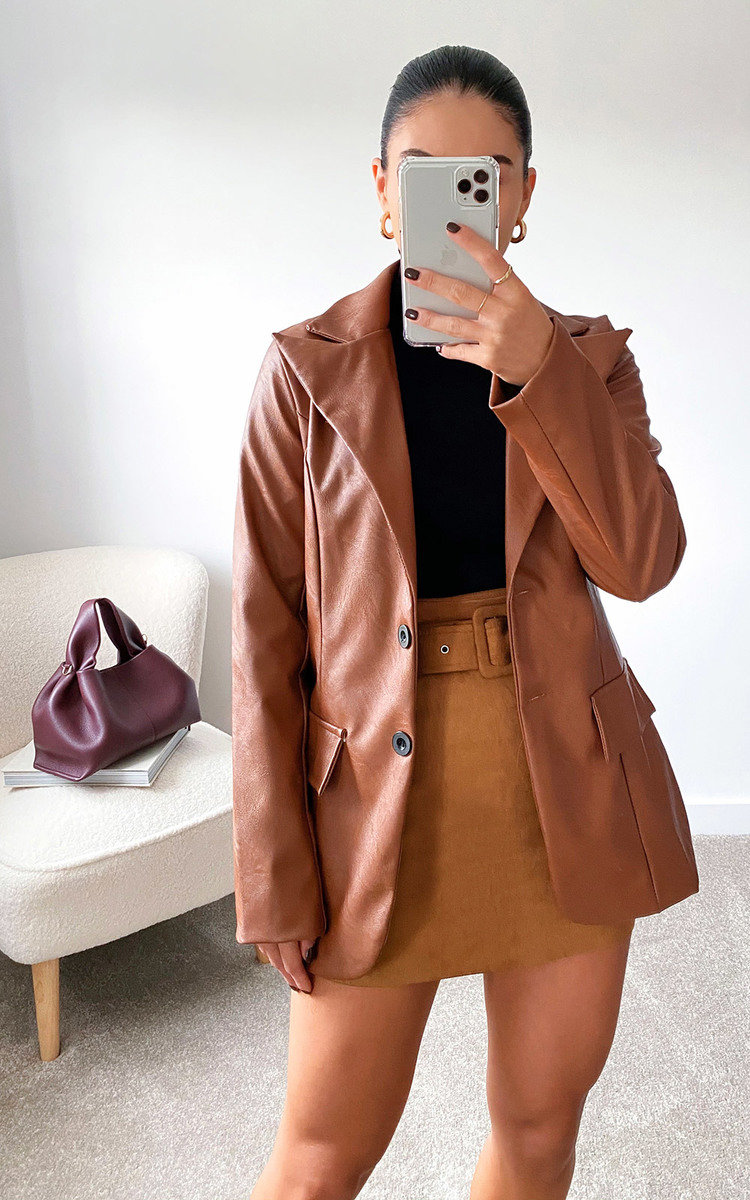 Winnie Faux Leather Blazer Jacket Thumbnail