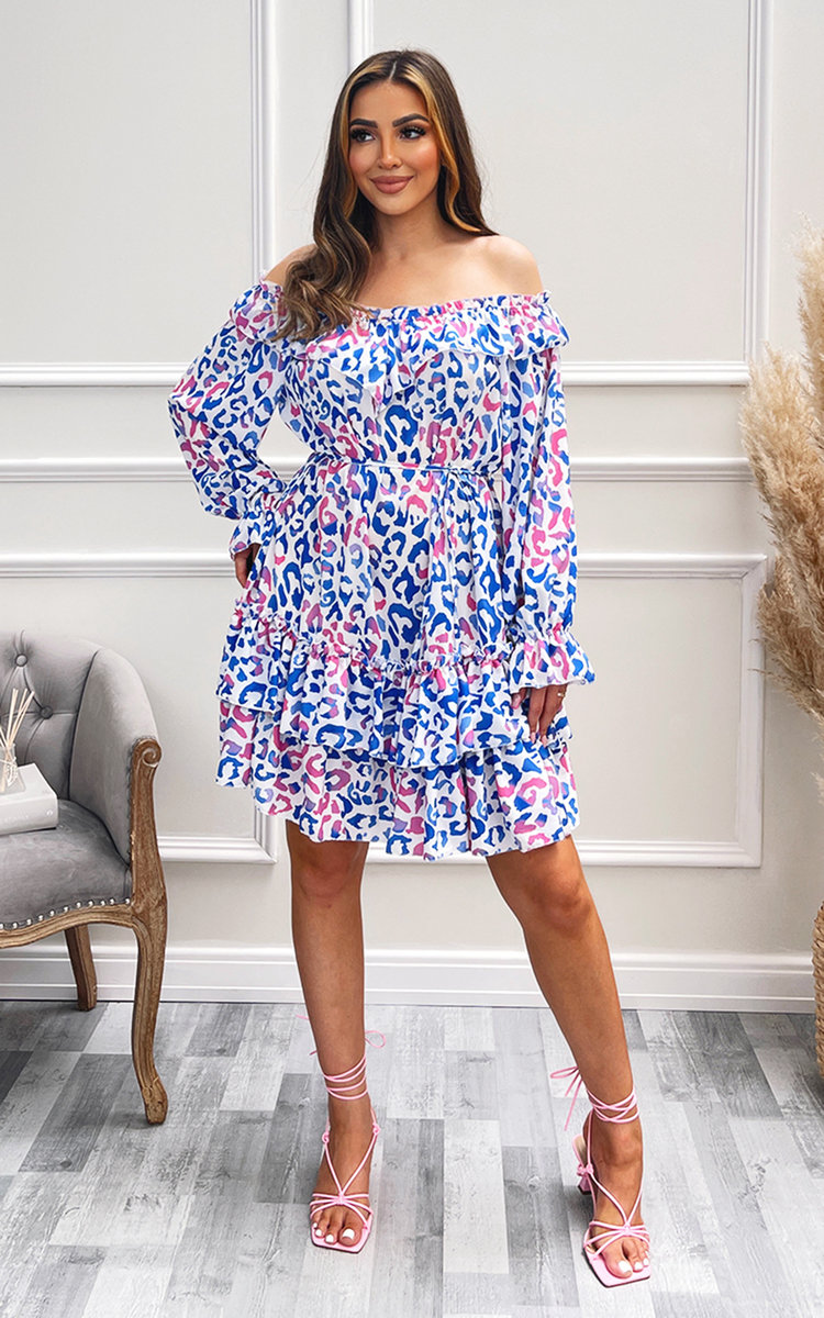 Wynter Off Shoulder Printed Mini Dress Thumbnail