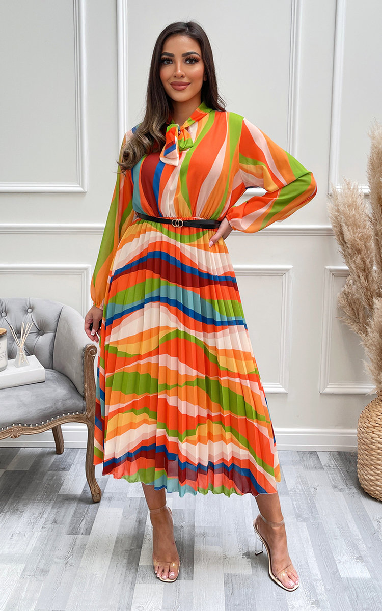 Yara Pleated Maxi Dress with Bow Detail Yara Pleated Maxi Dress with Bow Detail