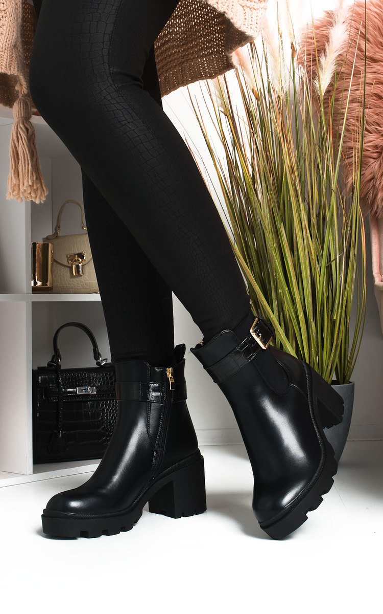 Yasmin Heeled Buckle Ankle Boots Thumbnail