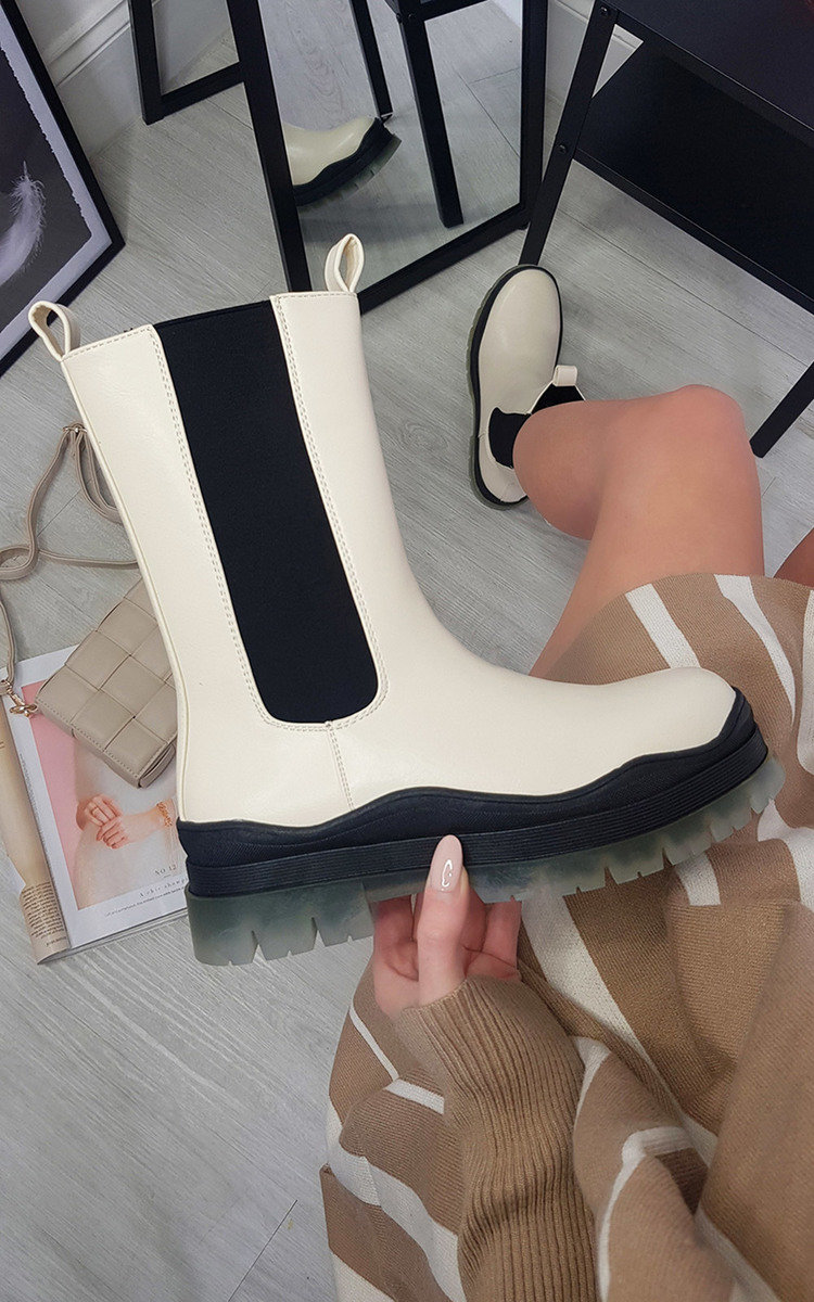 Zara Faux Leather Chunky Ankle Boot Thumbnail