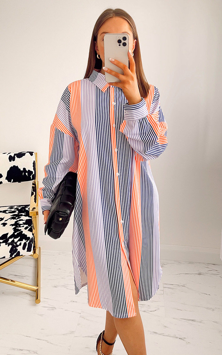 Zelda Striped Midi Shirt Dress