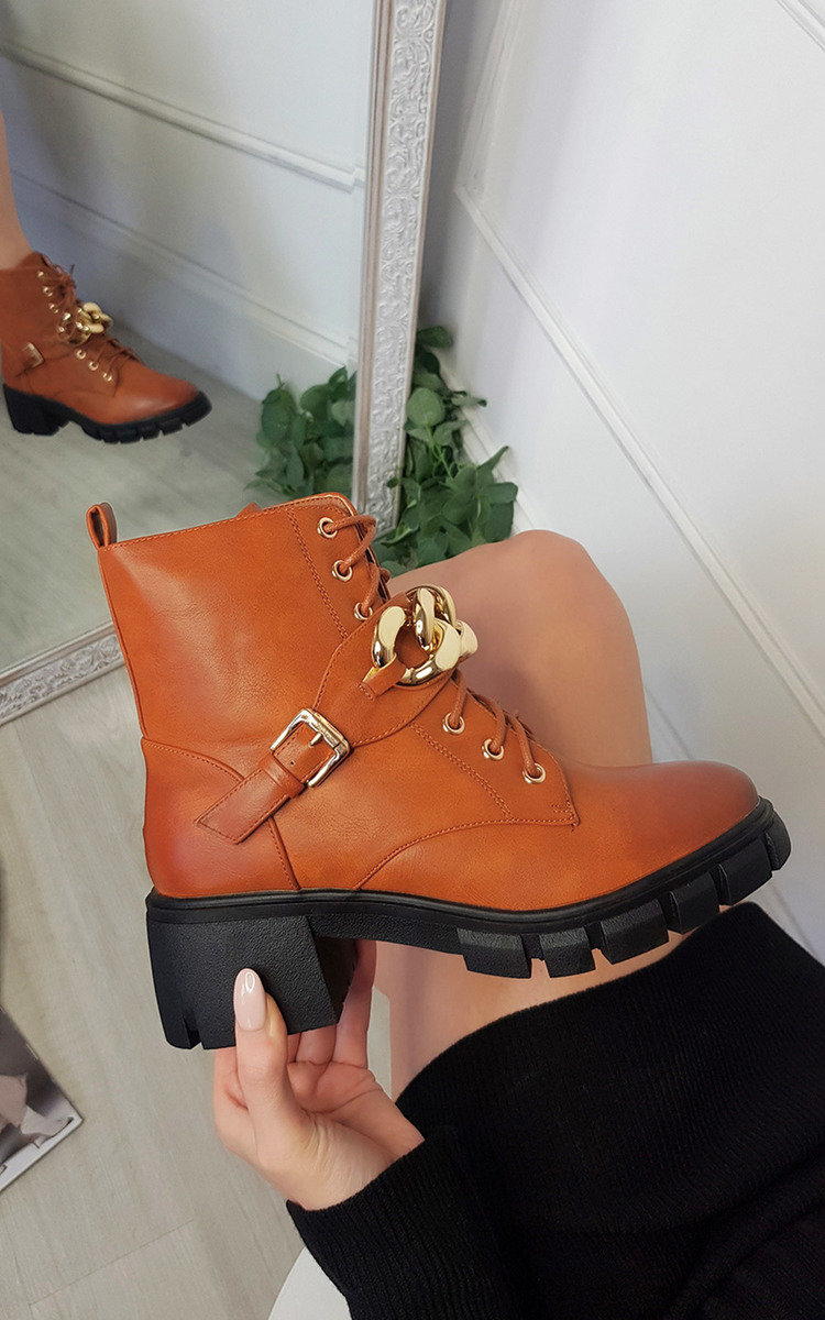 Zoe Chain Detail Chunky Boots Thumbnail