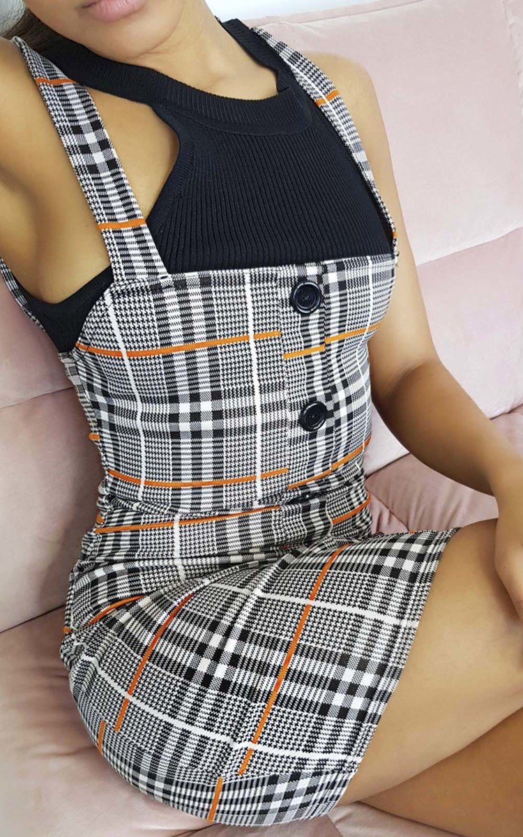 Zoe Checked Pinafore Mini Dress Zoe Checked Pinafore Mini Dress