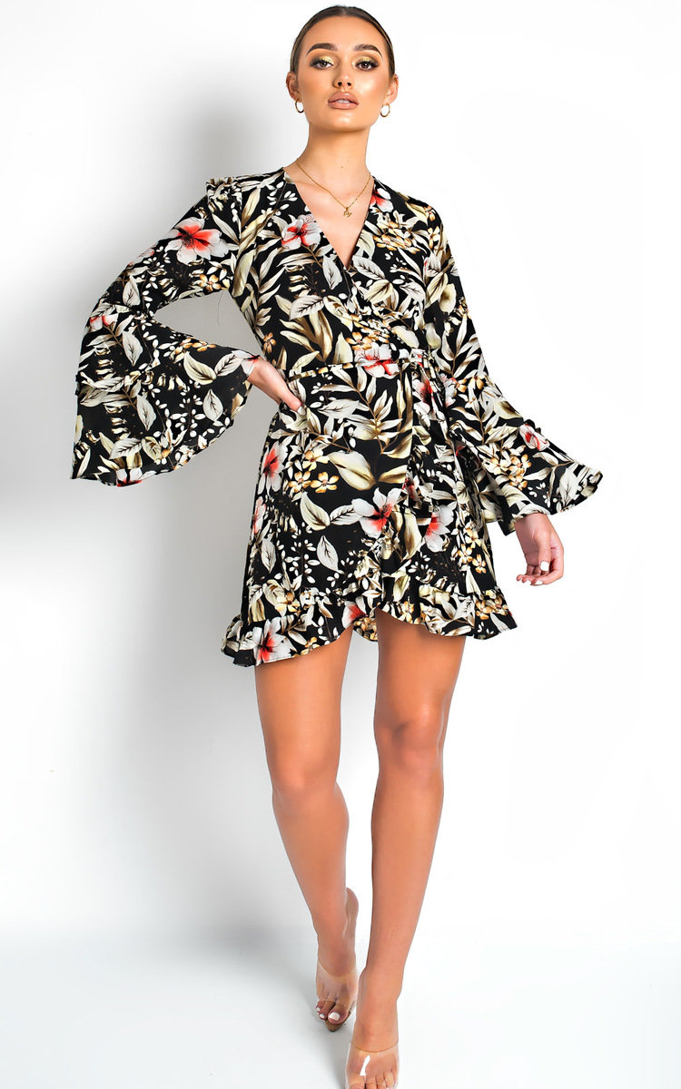 Zoey Floral Tie Wrap Dress  Thumbnail