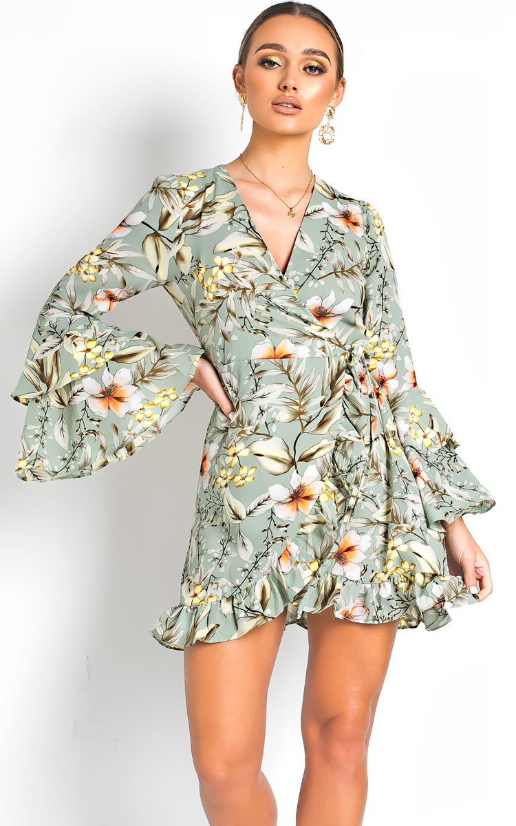 Zoey Floral Tie Wrap Dress  Thumbnail