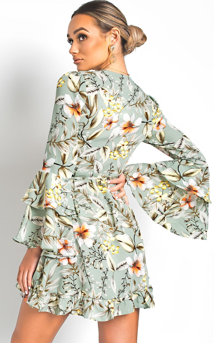 Zoey Floral Tie Wrap Dress  Thumbnail