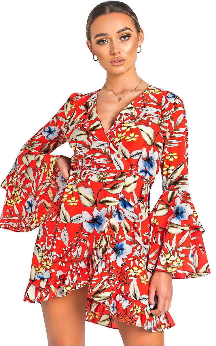 Zoey Floral Tie Wrap Dress  Thumbnail