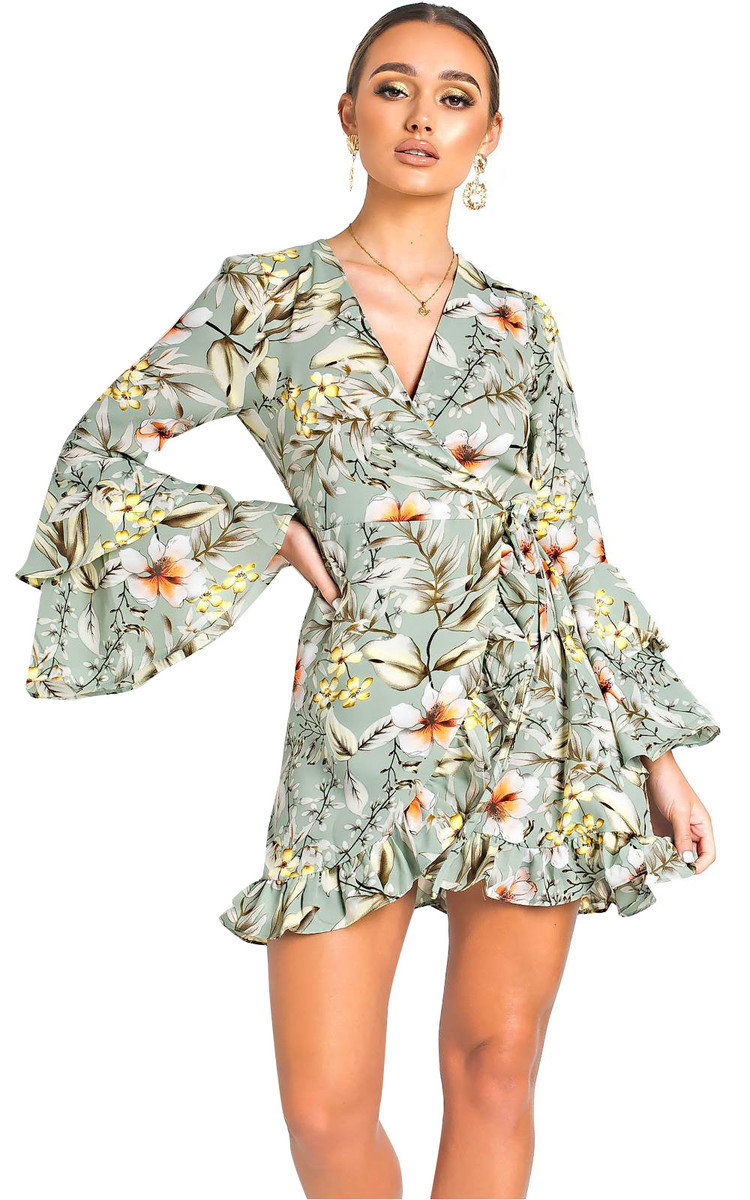 Zoey Floral Tie Wrap Dress  Thumbnail