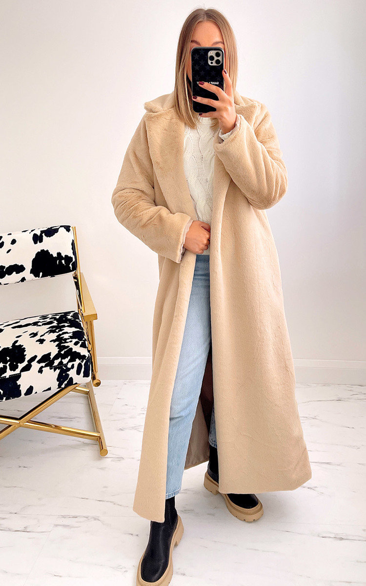 Zoey Longline Faux Fur Coat Thumbnail