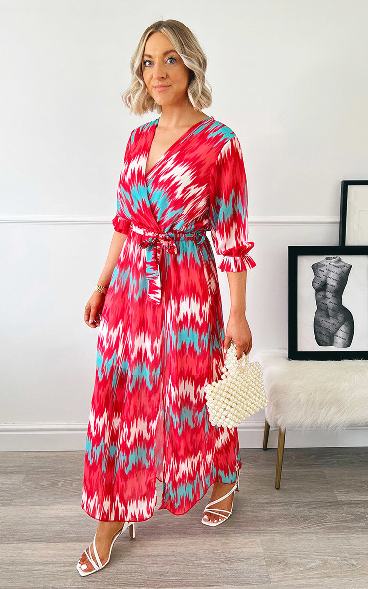 Katy Wrap Front Printed Maxi Dress  Thumbnail