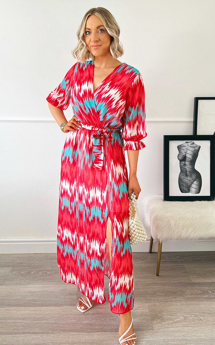 Katy Wrap Front Printed Maxi Dress Thumbnail Katy Wrap Front Printed Maxi Dress Thumbnail
