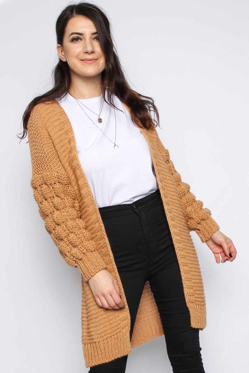 Abbie Bobble Sleeve Knitted Cardigan Abbie Bobble Sleeve Knitted Cardigan