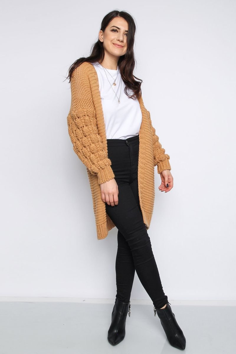 Abbie Bobble Sleeve Knitted Cardigan Thumbnail Abbie Bobble Sleeve Knitted Cardigan Thumbnail