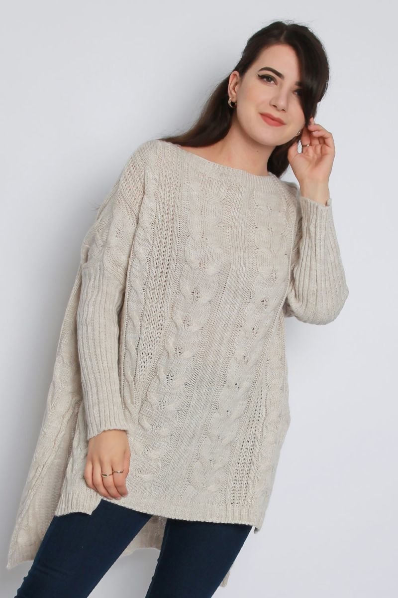 Ciara High Low Oversized Longline Knitted Jumper Thumbnail Ciara High Low Oversized Longline Knitted Jumper Thumbnail