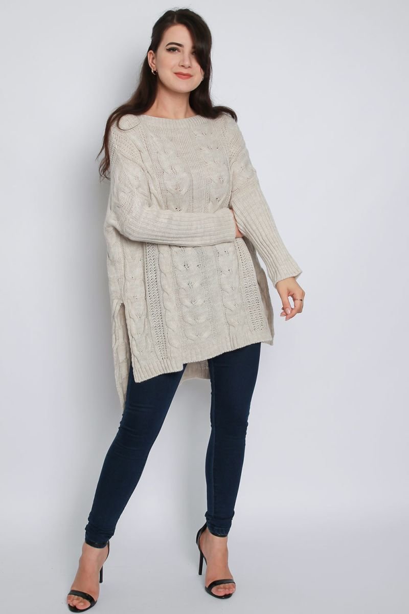 Ciara High Low Oversized Longline Knitted Jumper Thumbnail