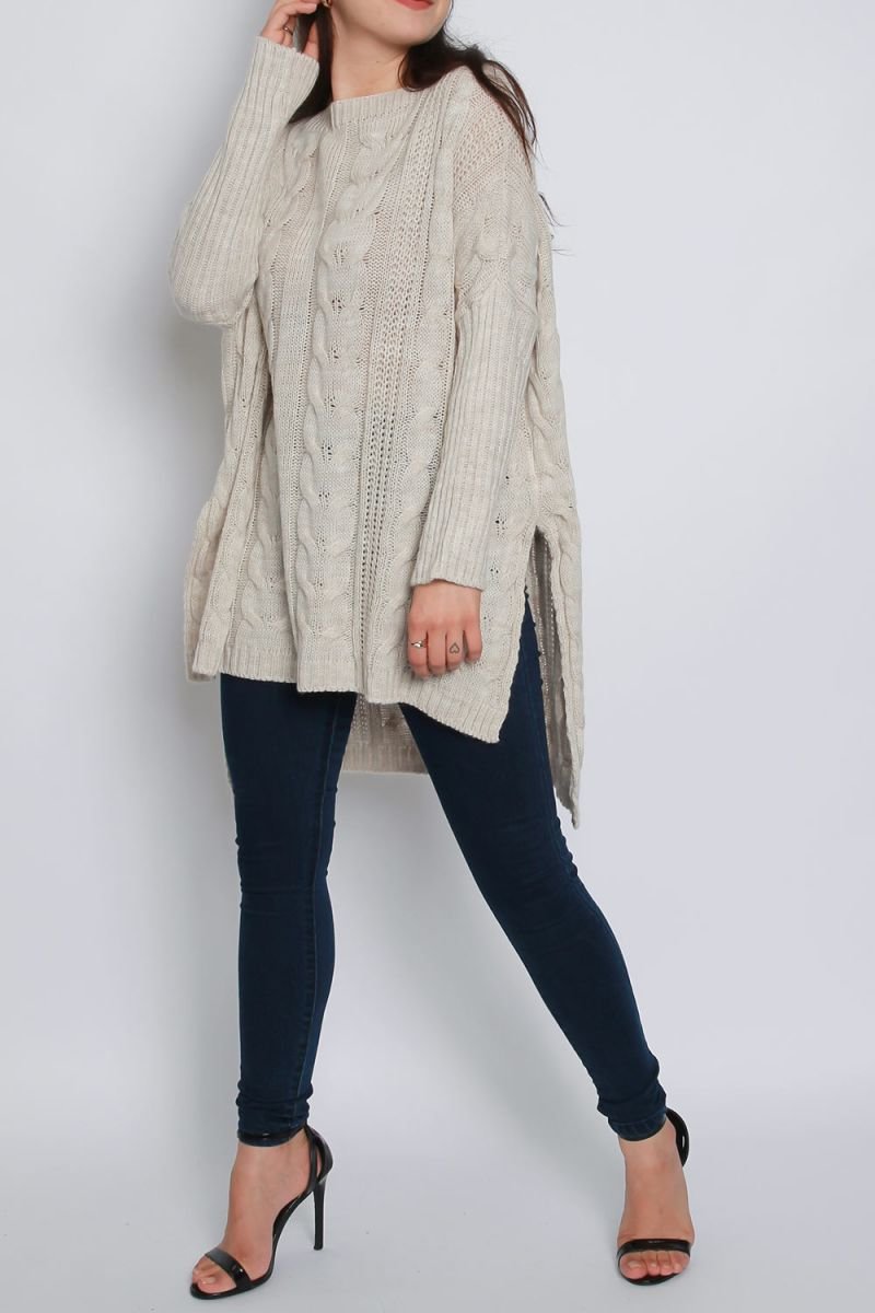Ciara High Low Oversized Longline Knitted Jumper Thumbnail Ciara High Low Oversized Longline Knitted Jumper Thumbnail