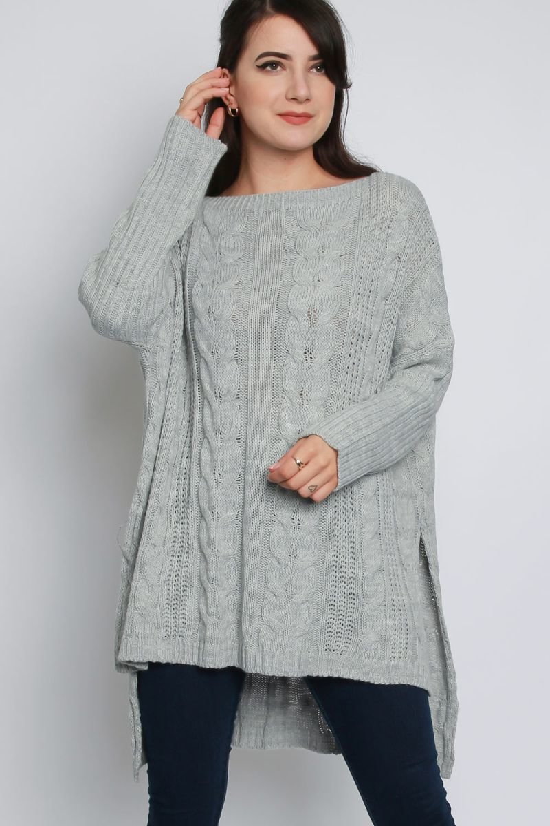 Ciara High Low Oversized Longline Knitted Jumper Thumbnail Ciara High Low Oversized Longline Knitted Jumper Thumbnail