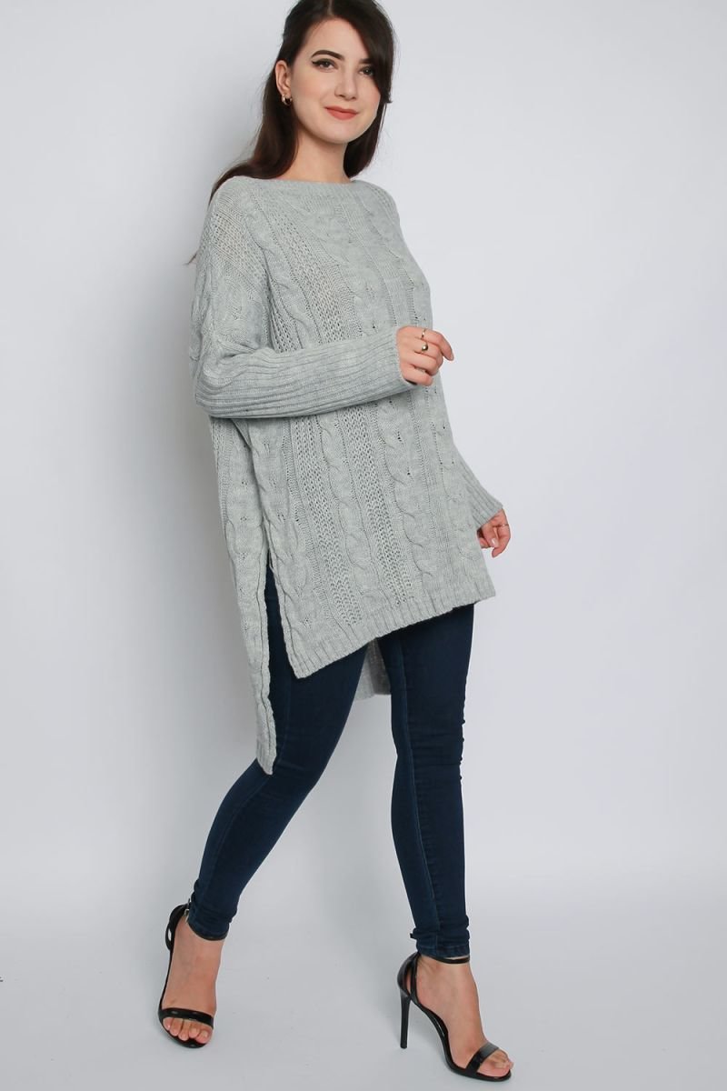 Ciara High Low Oversized Longline Knitted Jumper Thumbnail Ciara High Low Oversized Longline Knitted Jumper Thumbnail