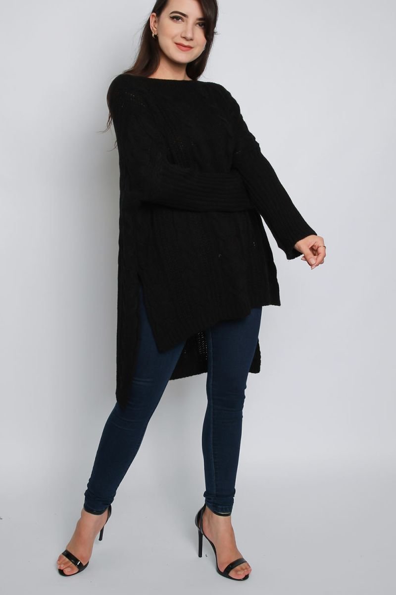 Ciara High Low Oversized Longline Knitted Jumper Thumbnail Ciara High Low Oversized Longline Knitted Jumper Thumbnail
