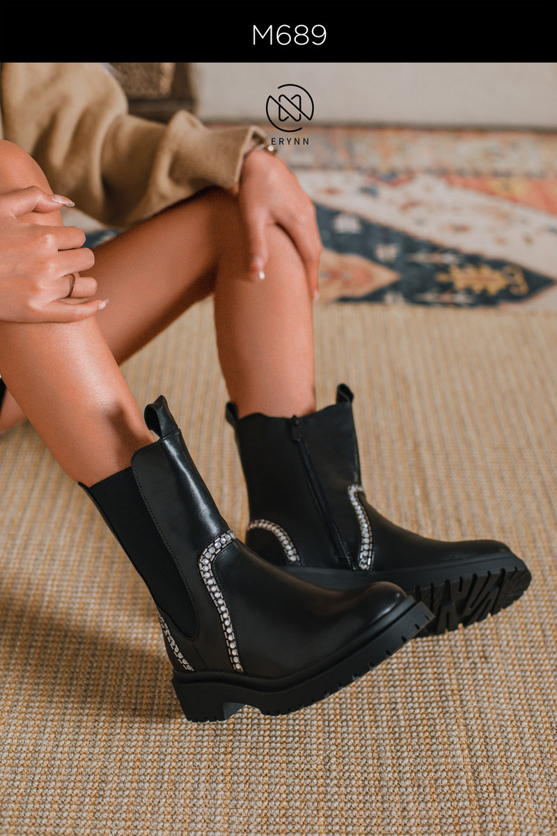 Carmen Chunky Boots with Stones & Studded Chelsea Style Carmen Chunky Boots with Stones & Studded Chelsea Style